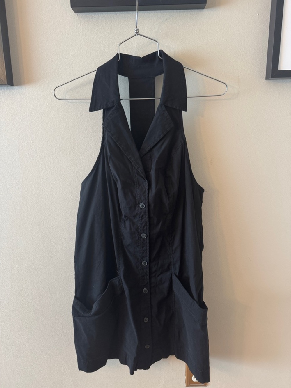 Maeve Black Backless Collared Button Dress